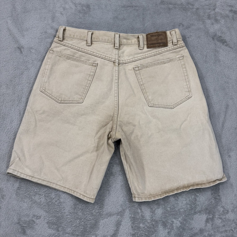 VTG Wrangler Shorts Mens 36 Beige Denim Work Silver Edition USA 90s 9" Inseam